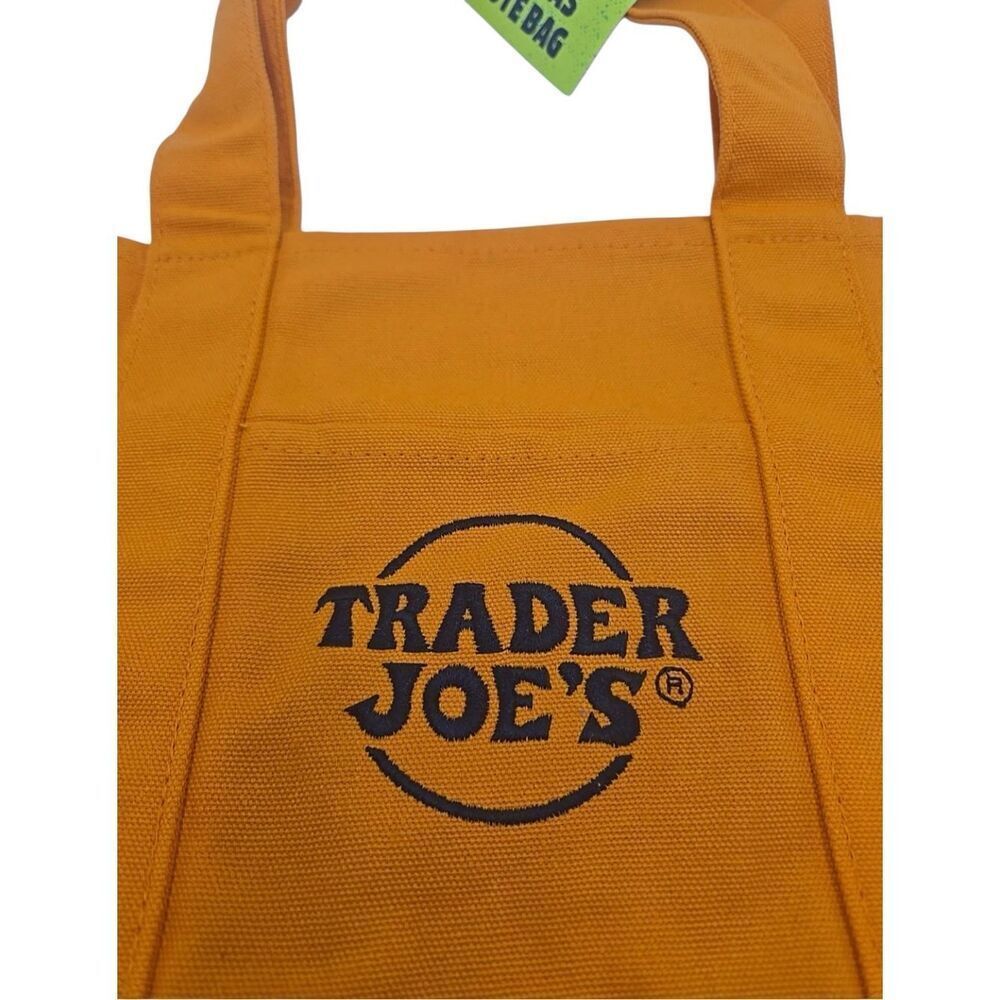 Trader Joe’s Orange Mini Tote Canvas Bag, Limited… - image 3